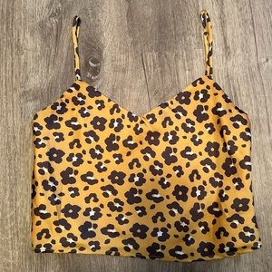 4SIENNA Gold Yellow Leopard Crop Top NWT